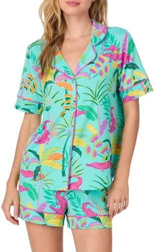 Room Service Womens Button Down Pajama Shirt & PJ Shorts Set - Soft and Stretchy Jersey - Lightwe... | Amazon (US)