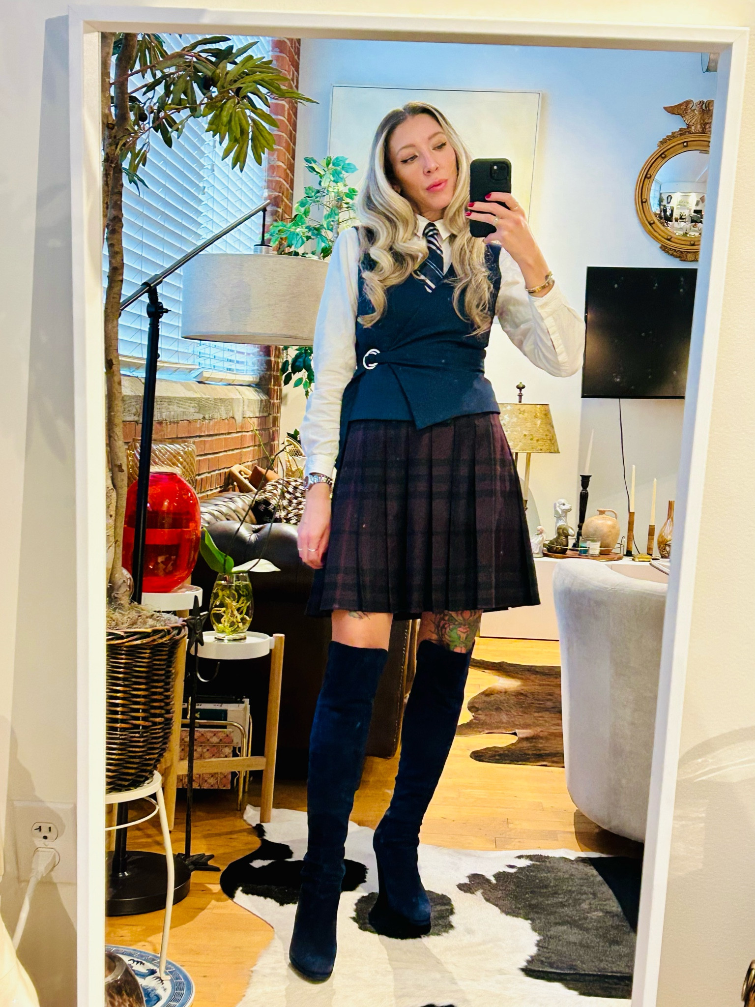 Living out my prep school uniform dreams - tying together this pleated plaid, layered look. 👔📚📓

#LTKshoecrush #LTKstyletip #LTKworkwear