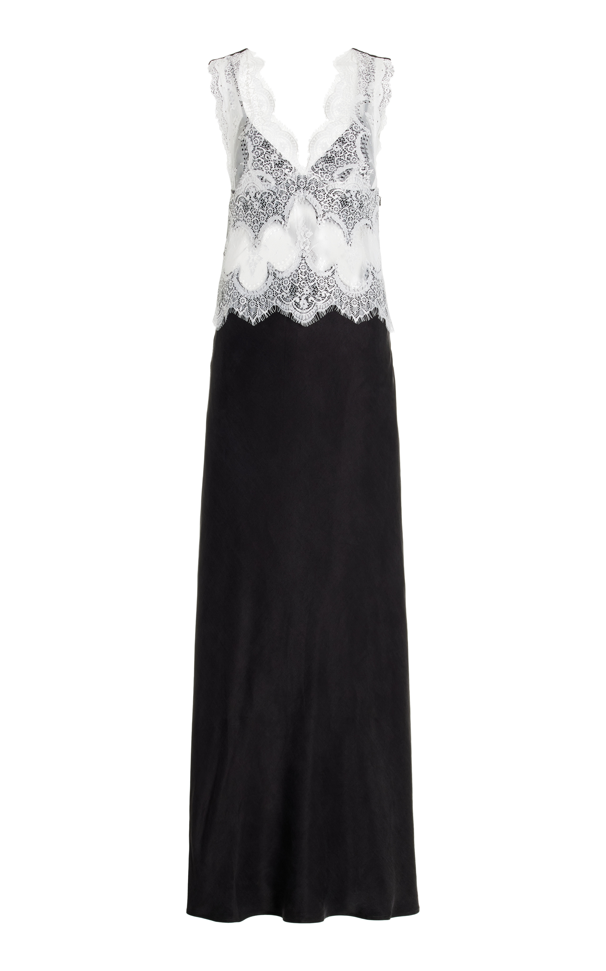 Exclusive Visions Lace-Trimmed Satin Maxi Dress | Moda Operandi (Global)