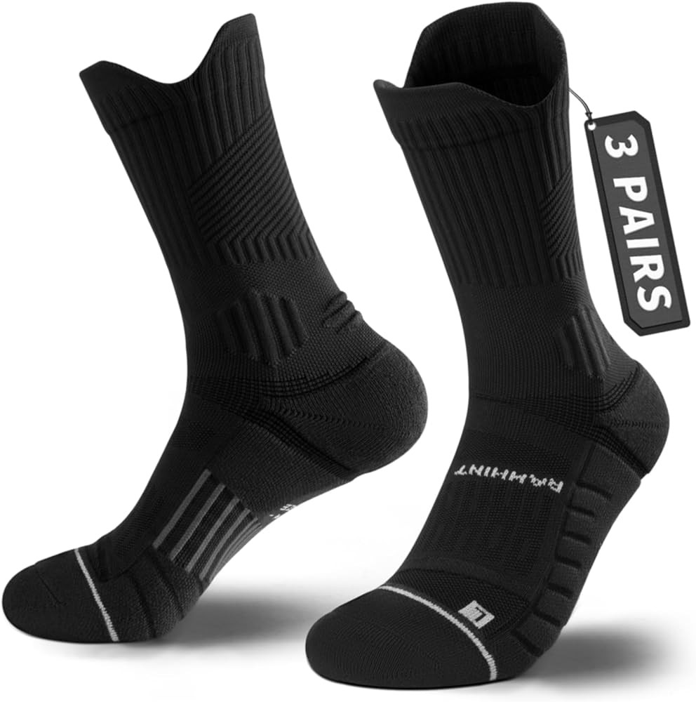 Coolmax Compression Running Socks 3 Pairs, Cushion Crew Socks, Anti-Blister Moisture Wicking Athl... | Amazon (US)