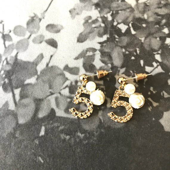 No.5 Charm Earrings Signature Earrings 14K Gold Plated | Etsy | Etsy (US)
