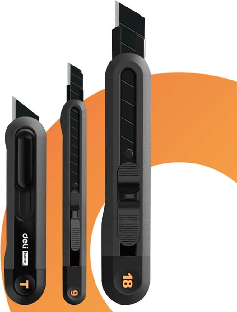 deli Box Cutters Set Retractable Box Opener for Office and Home Use, 3pcs Black | Amazon (US)