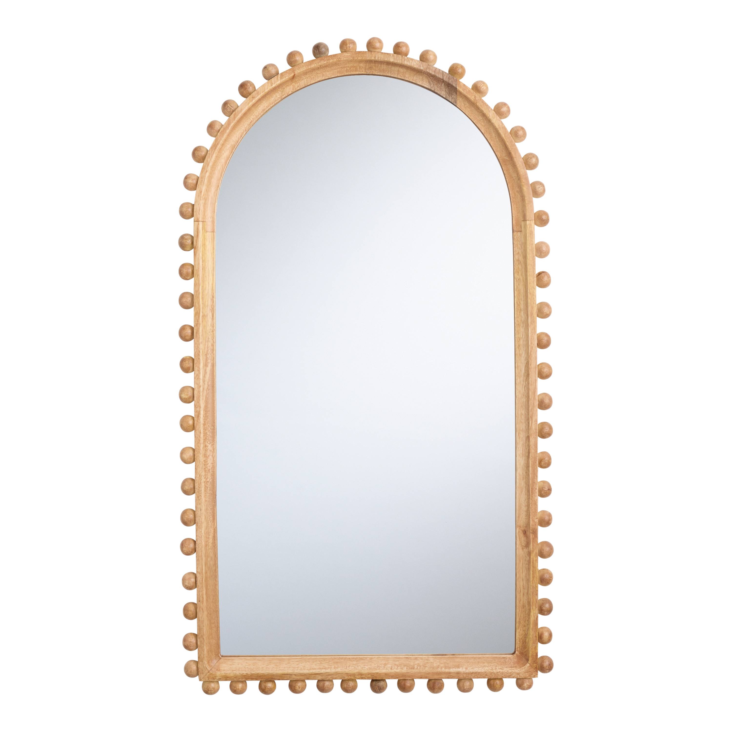 Natural Wood Beaded Arched Wall Mirror | World Market