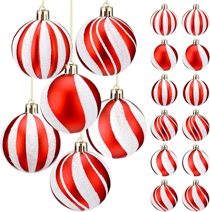 Liliful 12 Pcs 2.4 Inch Christmas Ball Ornaments Glittering Plastic Hanging Decorations Elf Balls... | Amazon (US)