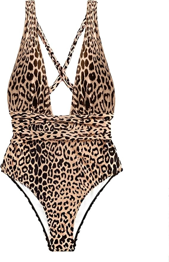 Lilosy Sexy Tie Criss Cross Plunge One Piece Thong Swimsuit High Cut Brazilian Bathing Suit | Amazon (US)