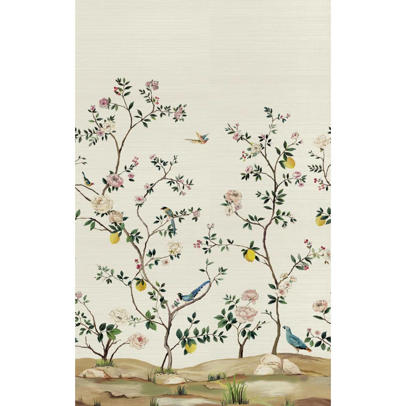 Argie Grass Cloth Floral Wall Mural | Wayfair North America