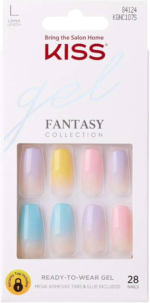 KISS Gel Fantasy Ready-to-Wear Press-On Gel Nails, “It's Destiny”, Long, Multi-Colored Pastel... | Amazon (US)