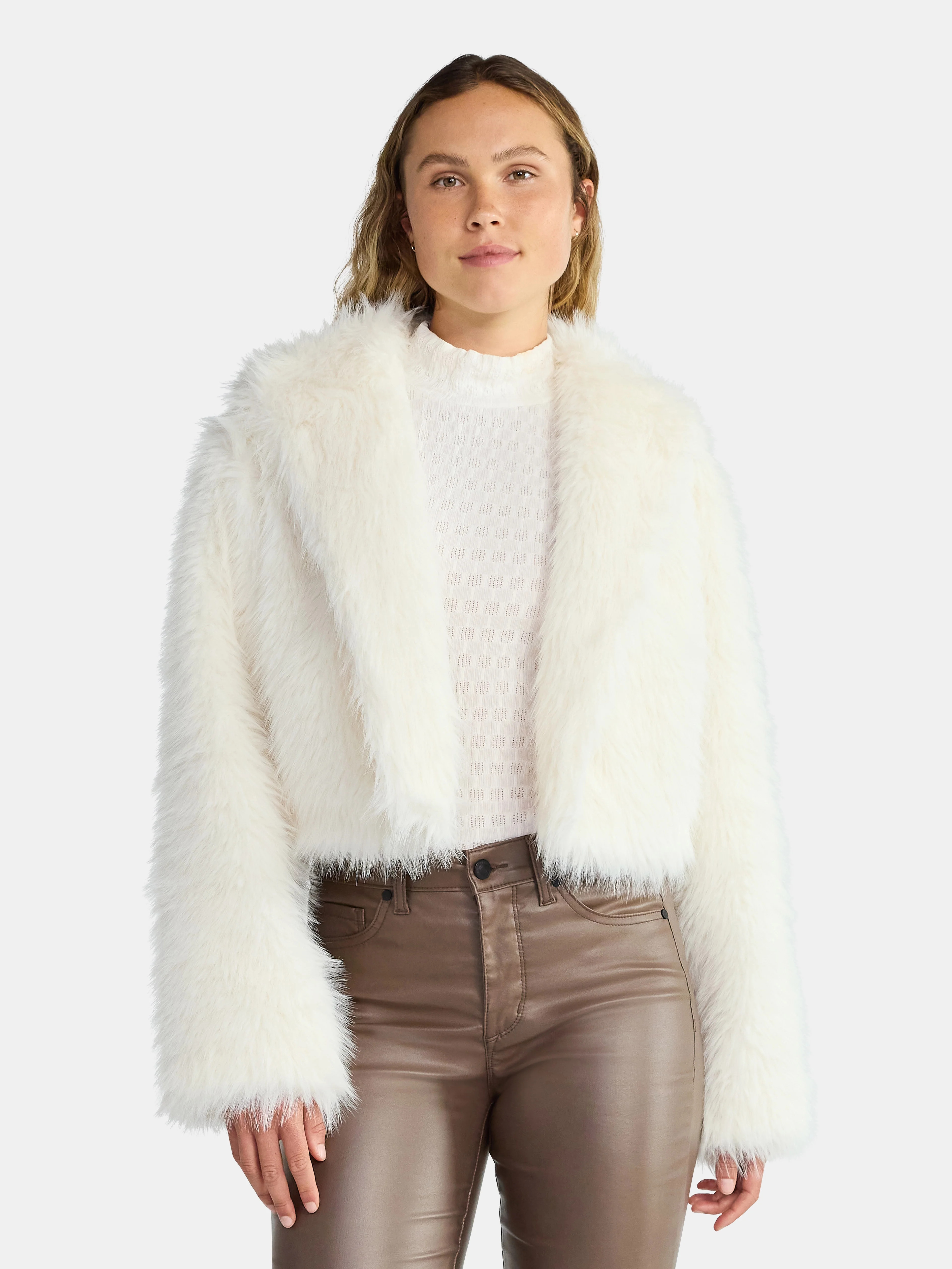Madden NYC Women's Faux Fur Cropped Jacket, Sizes XXS-XXL | Walmart (US)