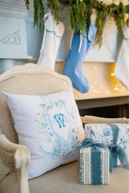 Custom watercolor crest pillow
Gifts for her

Christmas decor wreath garland scalloped blue and white stockings blue ginger jar throw pillow custom crest design simply Jessica Marie gifts gift ideas for her home decor grandmillennial style bride to be wedding gifts ideas 

#LTKGiftGuide #LTKHoliday #LTKwedding