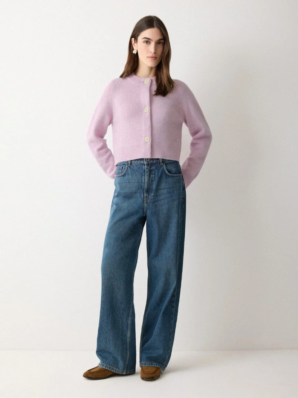 Wool Cropped Cardigan | Lilac | Jigsaw (UK)