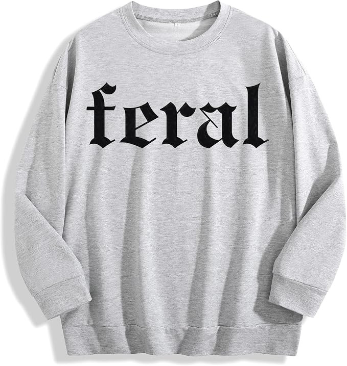 Feral Print Women's Round-Neck Hoodless Hoodie For Females | Amazon (US)