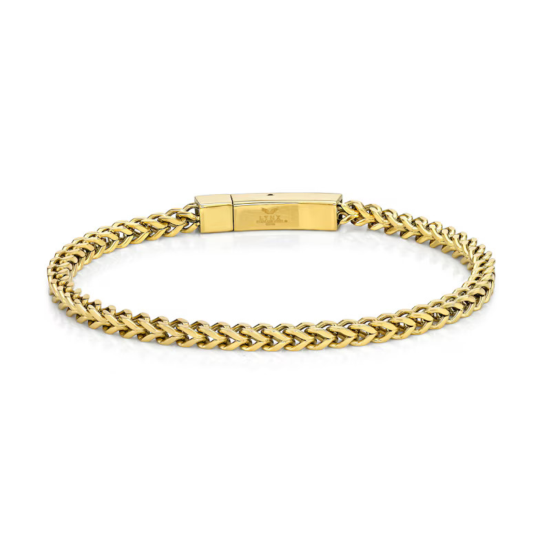 Men's 4.0mm Foxtail Chain Bracelet in Solid Stainless Steel  with Yellow IP - 9.0" | Zales