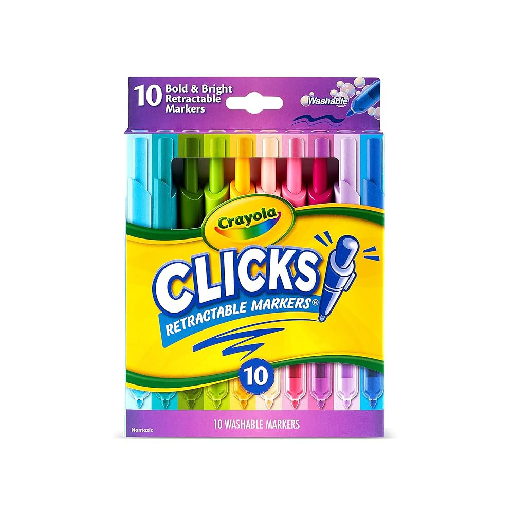 Crayola Clicks Retractable Markers - Bold (10ct), No Dry Washable Markers for Kids, Click Markers... | Amazon (US)