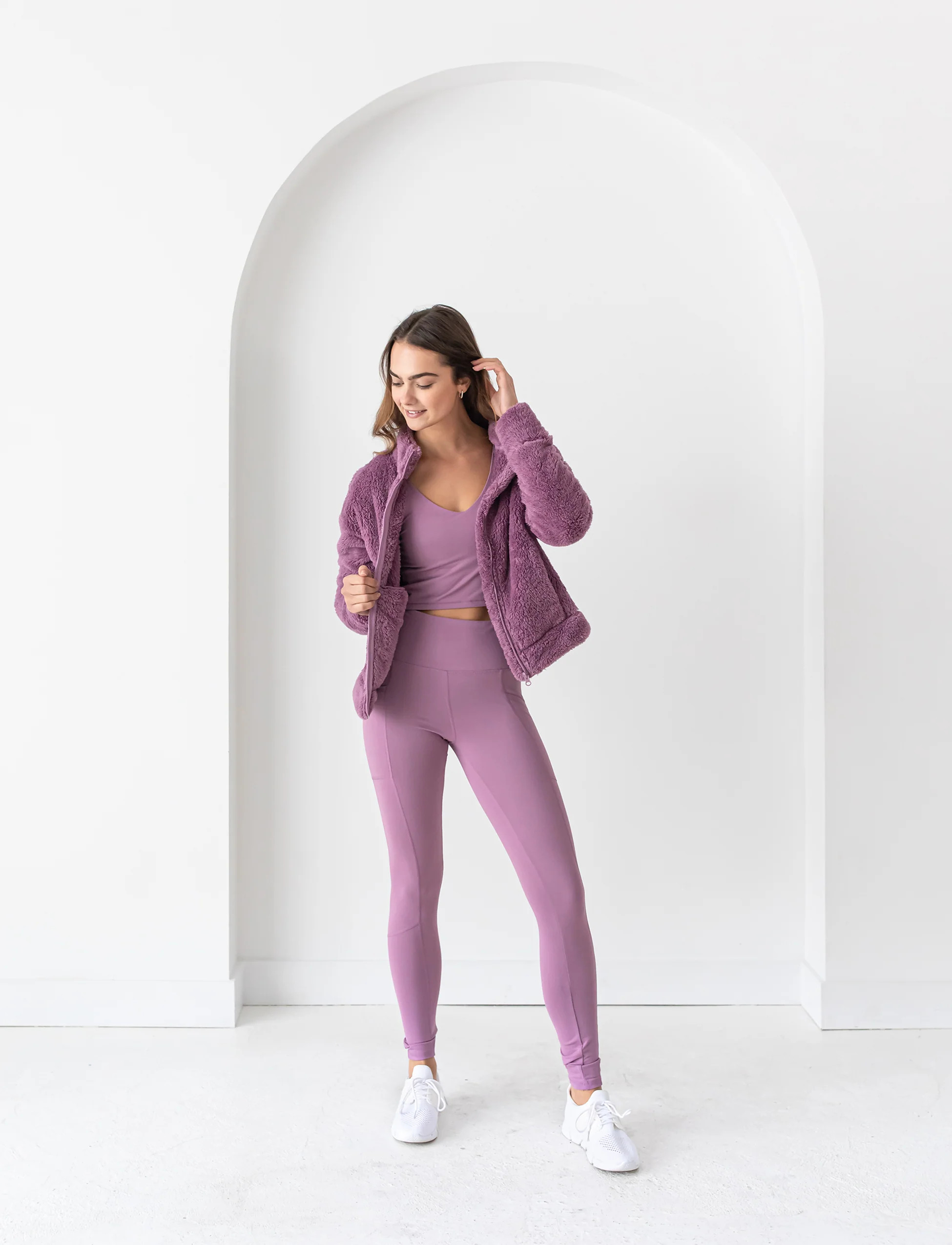 LADIES COZY UP SHERPA JACKET – Jill Yoga | Jill Yoga