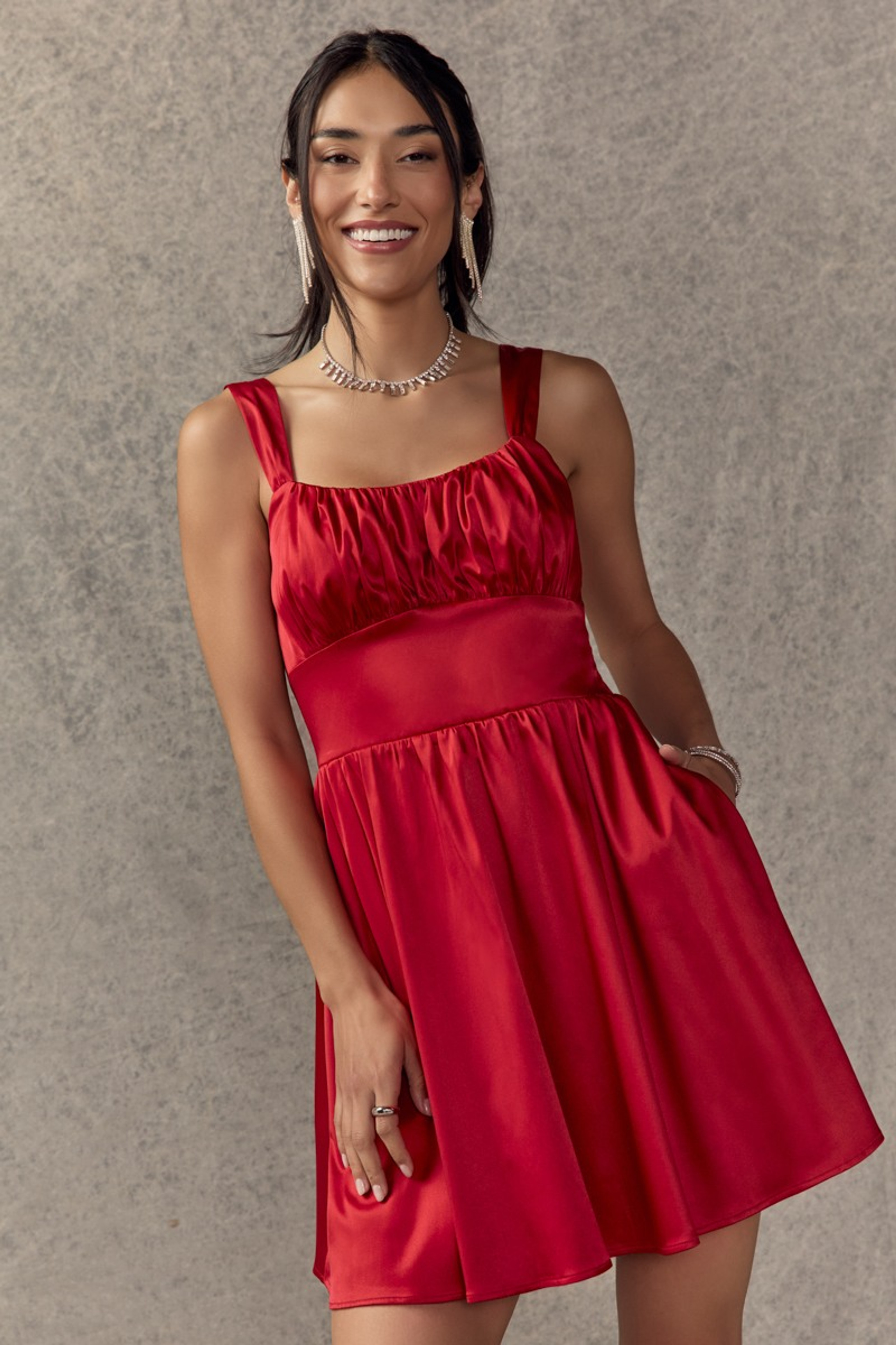 Renee Bow Back Satin Mini Dress | Francesca's