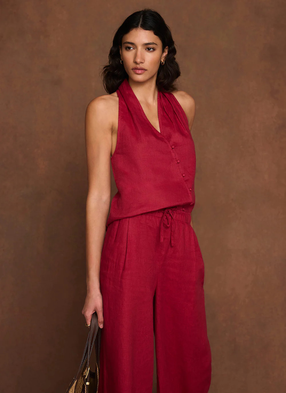 Red Linen Halter Top | Mint Velvet