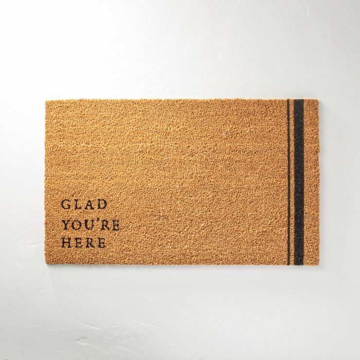 Glad You're Here Coir Doormat Black/Tan - Hearth & Hand™ with Magnolia | Target
