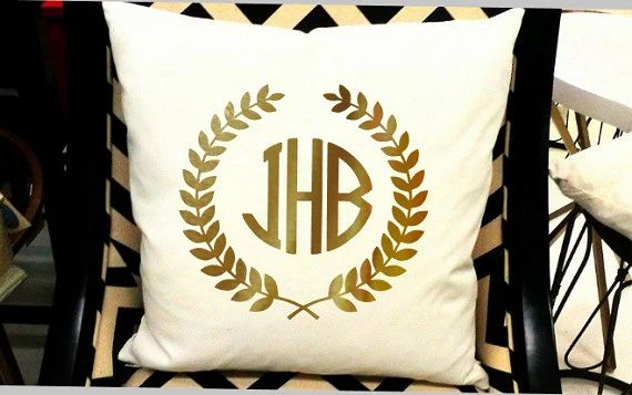 Monogram Pillow Cover or Iron on for pillows, Dorm Room Decor, Wedding monogram, Bedroom decor | Etsy (US)