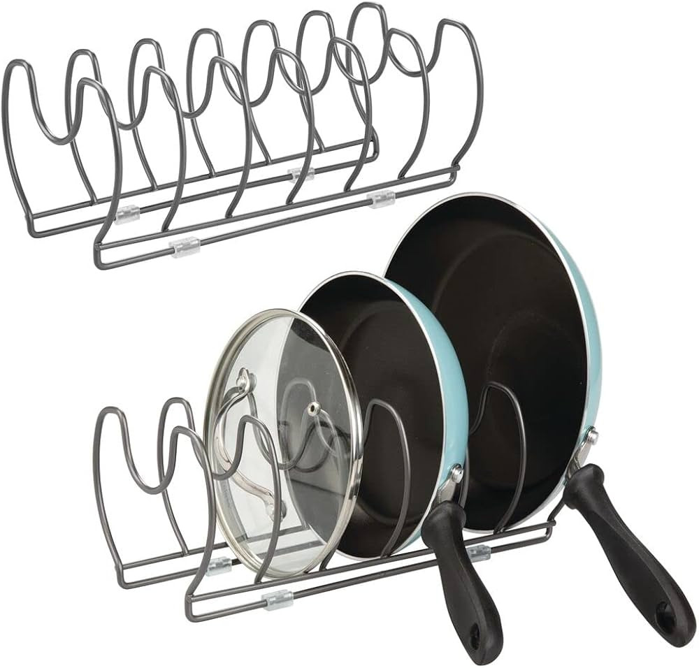 mDesign Metal Wire Pot/Pan Organizer Rack for Kitchen Cabinet, Pantry Shelves, 6 Slots for Vertic... | Amazon (US)