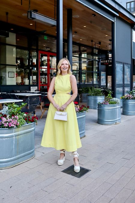 Wearing an XS | yellow dress, midi dress, spring dress, summer dress, espadrilles, espadrilles wedge, vacation dress 

#LTKsalealert #LTKSeasonal #LTKstyletip