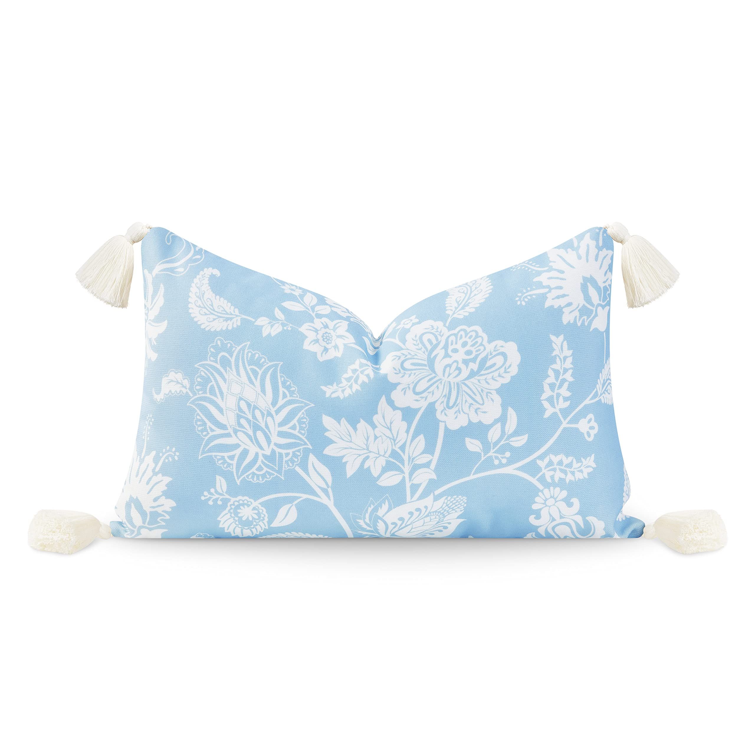 Hofdeco Premium Coastal Hampton Style Patio Indoor Outdoor Lumbar Pillow Cover Only, 12"x20" Wate... | Amazon (US)