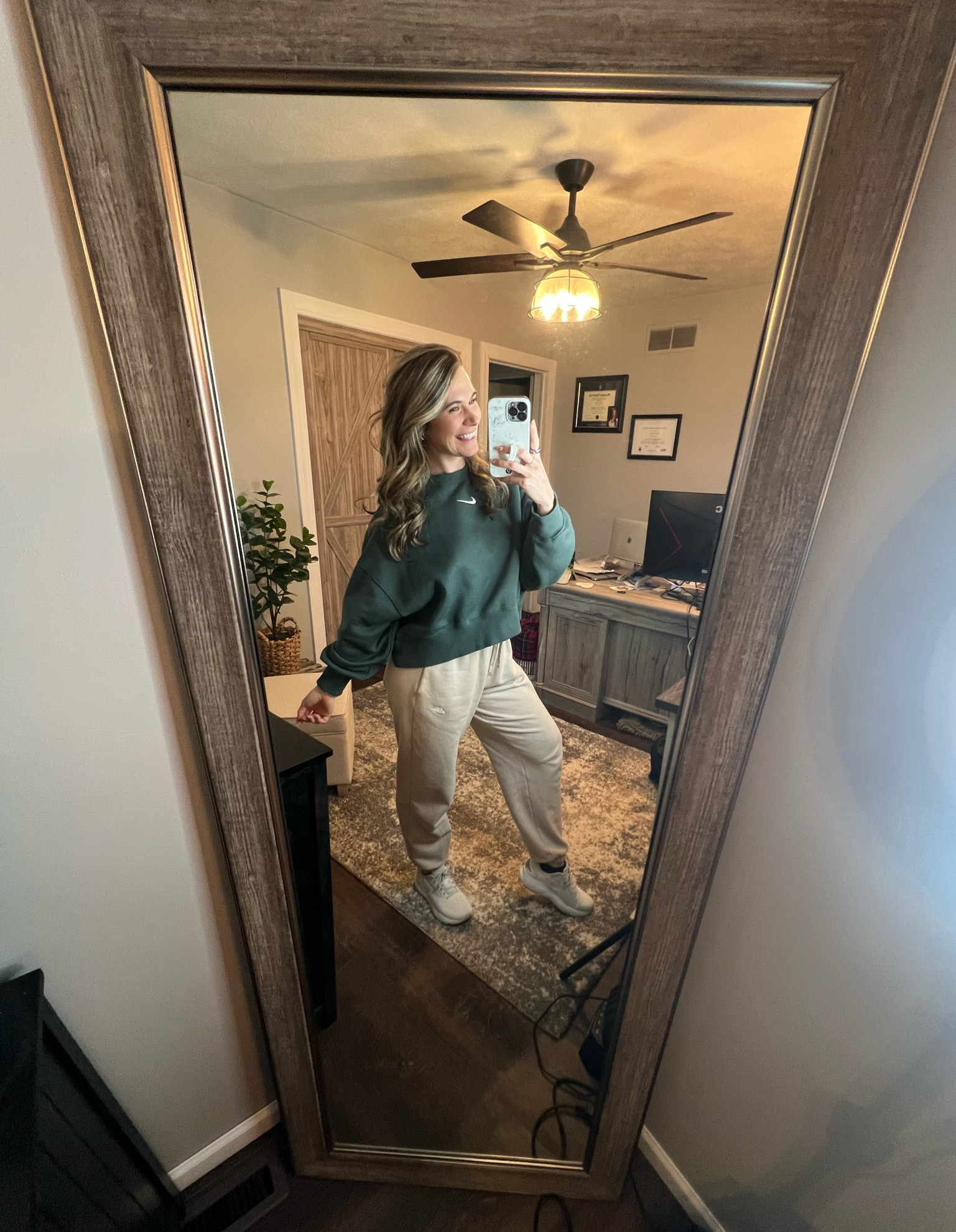 Cozy work fit + Office mirror 

#LTKActive #LTKHome #LTKFindsUnder100