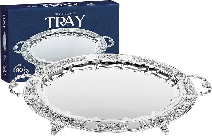 Silver Plated Menorah Tray with Handles - 16 Inch x 12 Inch - for Shabbos, Yom Tov, Hanukkah Drip... | Amazon (US)