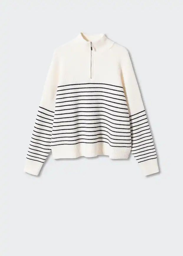 Striped sweater with zipper -  Women | Mango USA | MANGO (US)