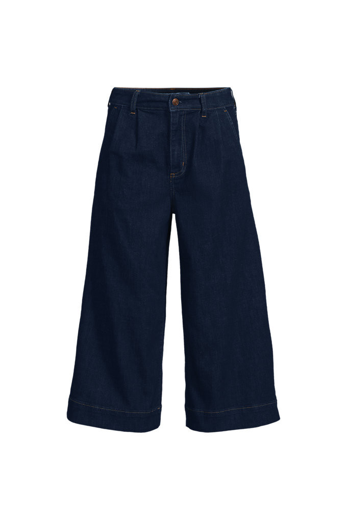 Women's Petite Denim Mid Rise Wide Leg Culotte Jeans - Lands' End - Blue - 16 | Lands' End (US)