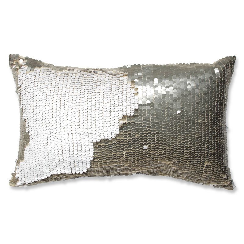 11.5&#34;x18.5&#34; Sequin Mermaid Lumbar Throw Pillow Gold/White - Pillow Perfect | Target
