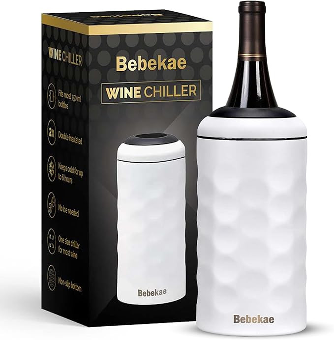 Wine Chiller - Fits Most Wine and Champagne Bottles, Stainless Steel Vacuum-Insulated Cooler, Por... | Amazon (US)