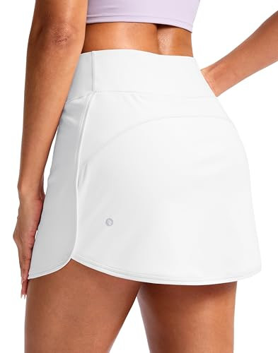 SANTINY Skorts for Women with Pockets High Waisted A Line Golf Skirts Athletic Tennis Skirt for Casual Pickleball (White_XXL) | Amazon (US)