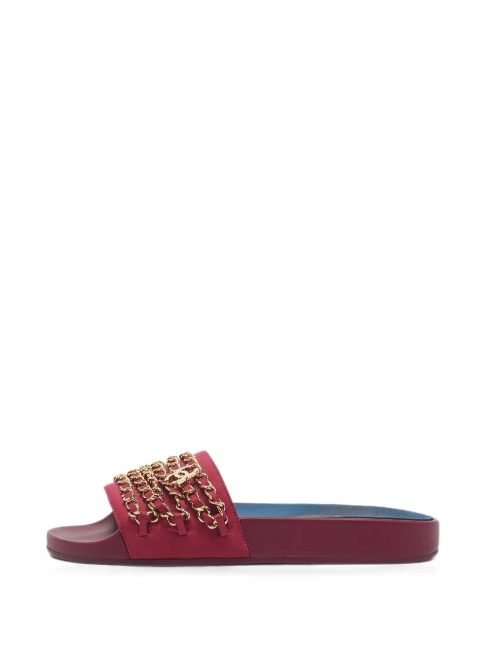 CHANEL Pre-Owned Tropiconic CC chain slides - Red | Farfetch Global