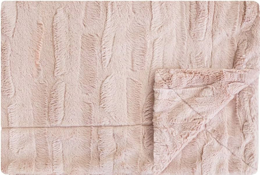 Minky Couture Premium Solid Color Blanket - Soft, Warm, Cozy, Comfortable, (Grande, Sorbet Blush) | Amazon (US)