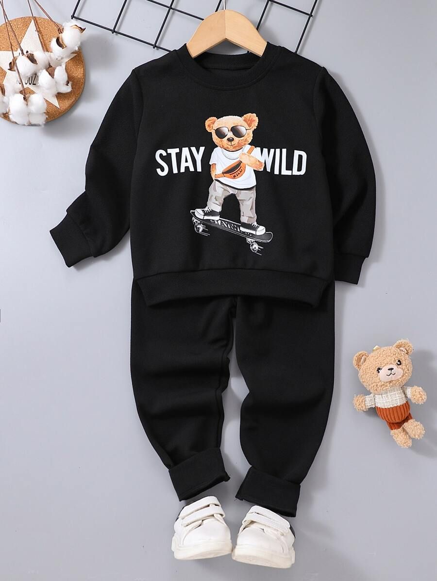 Toddler Boys Bear And Letter Graphic Pullover & Sweatpants
   
      SKU: sk2206206930934863
    ... | SHEIN