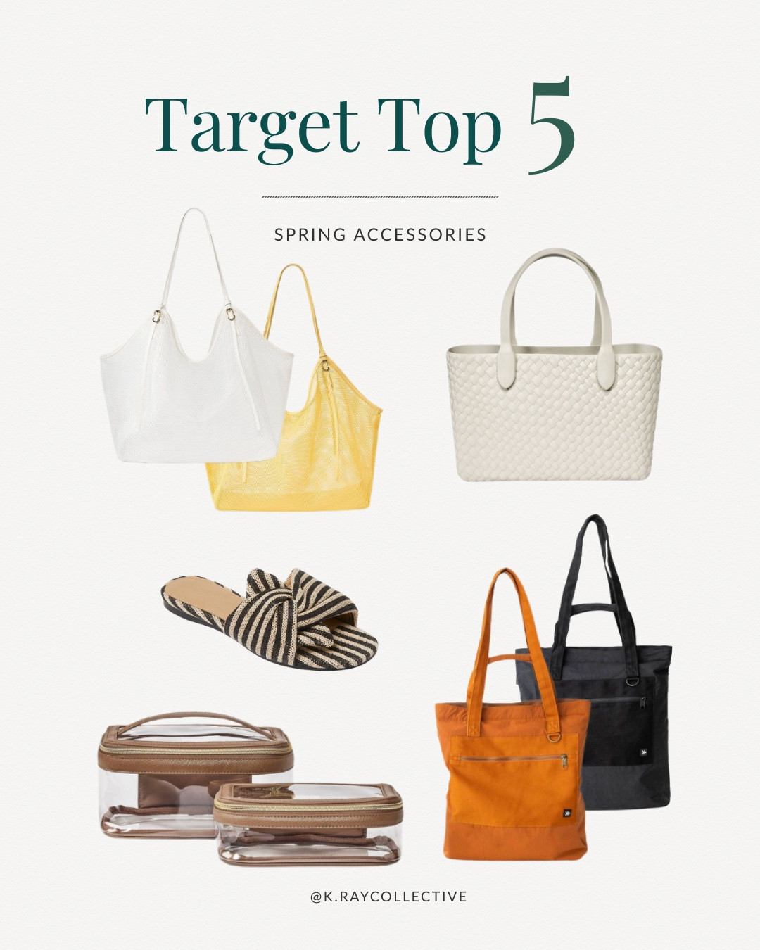 The target FINDS that everyone’s been buying.  Here’s the best selling accessories for spring.

Beach, totes and pool totes, sandals under $40, clear zipper travel cases, and totes.

#SpringAccessories #SpringBags #SpringOutfits #Sandals #SummerSandals #TargetStyle ￼￼



#LTKmomlife #LTKOver40 #LTKSwim