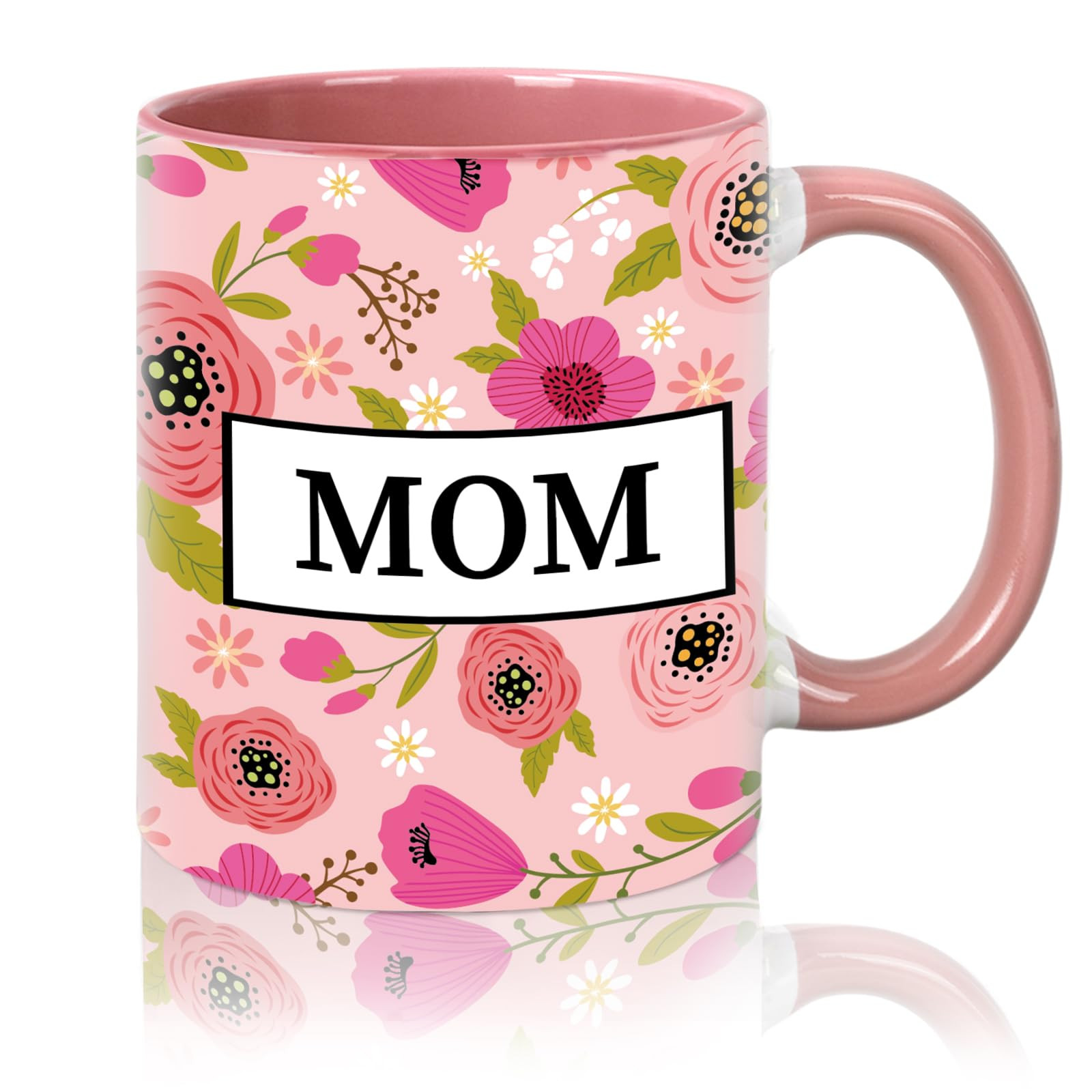Whaline Mothers Day Mug LOVE YOU MOM Coffee Mug Pink Floral Ceramic Drinking Cups for Mothers Day... | Amazon (US)