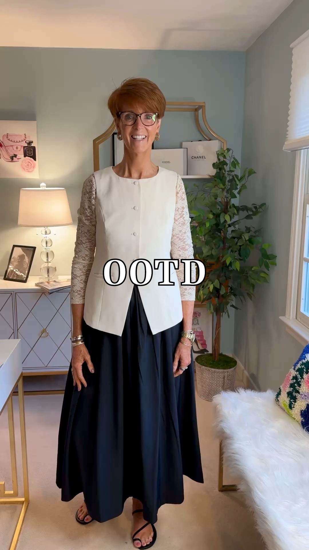 I am your resource for timeless, everyday elevated fashion for women over 40 (and tall women)
For reference, I am 55 years old; I am 6’1”. I have a 35” inseam. I wear a small or medium in most tops, an 8 or a 10 in most bottoms, an 8 in most dresses, and a size 9 shoe. 

Lace Top: Anthropologie: size medium
Vest: Amazon: size small
Skirt: Target: size medium

OOTD, Mother’s Day outfit, layered style, elevate your basics, lace shirt, white vest, black skirt, pleated skirt, date night outfit, 

Over 50 fashion, tall fashion, workwear, everyday outfits, timeless outfits, Classic Outfits, spring outfit, travel outfit, vacation outfit,  jeans, office outfit