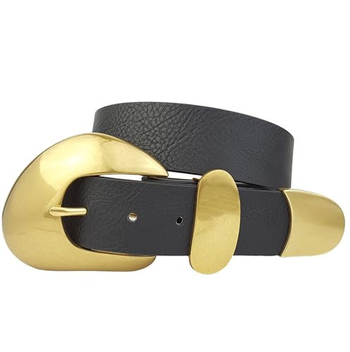 Axesoria Western-Inspired Vintage Gold Statement Buckle Belt Black S | Amazon (US)