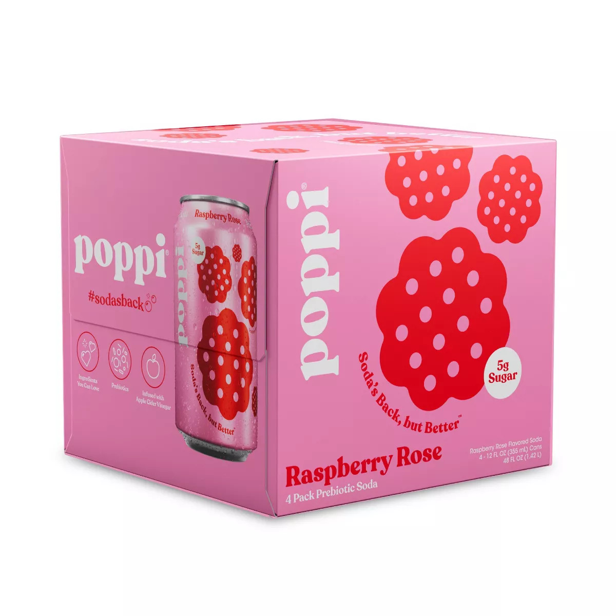 Poppi Raspberry Rose Prebiotic Beverage - 4pk/12 fl oz Cans | Target