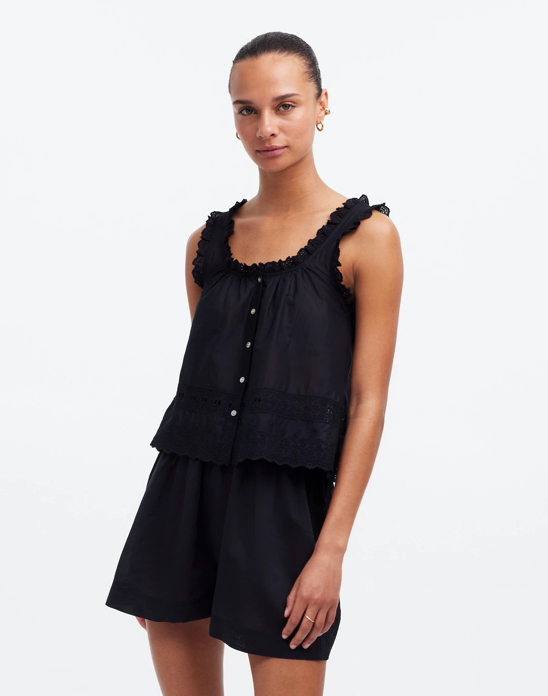 Embroidered Ruffle-Trim Top | Madewell