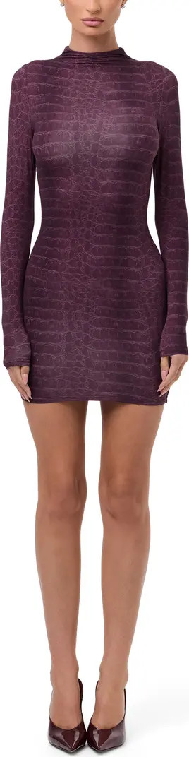 Naked Wardrobe Leopard Print Long Sleeve Body-Con Minidress | Nordstrom | Nordstrom