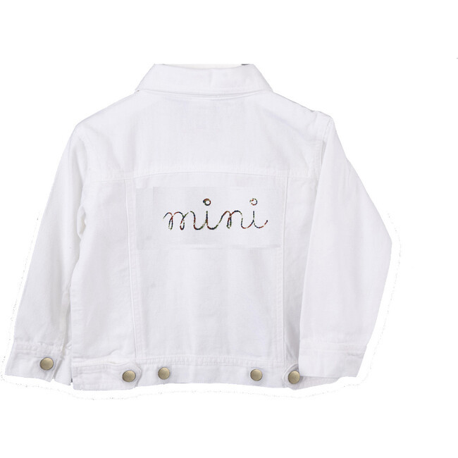 "mini" Embroidered Denim Jacket, White And Rainbow | Maisonette