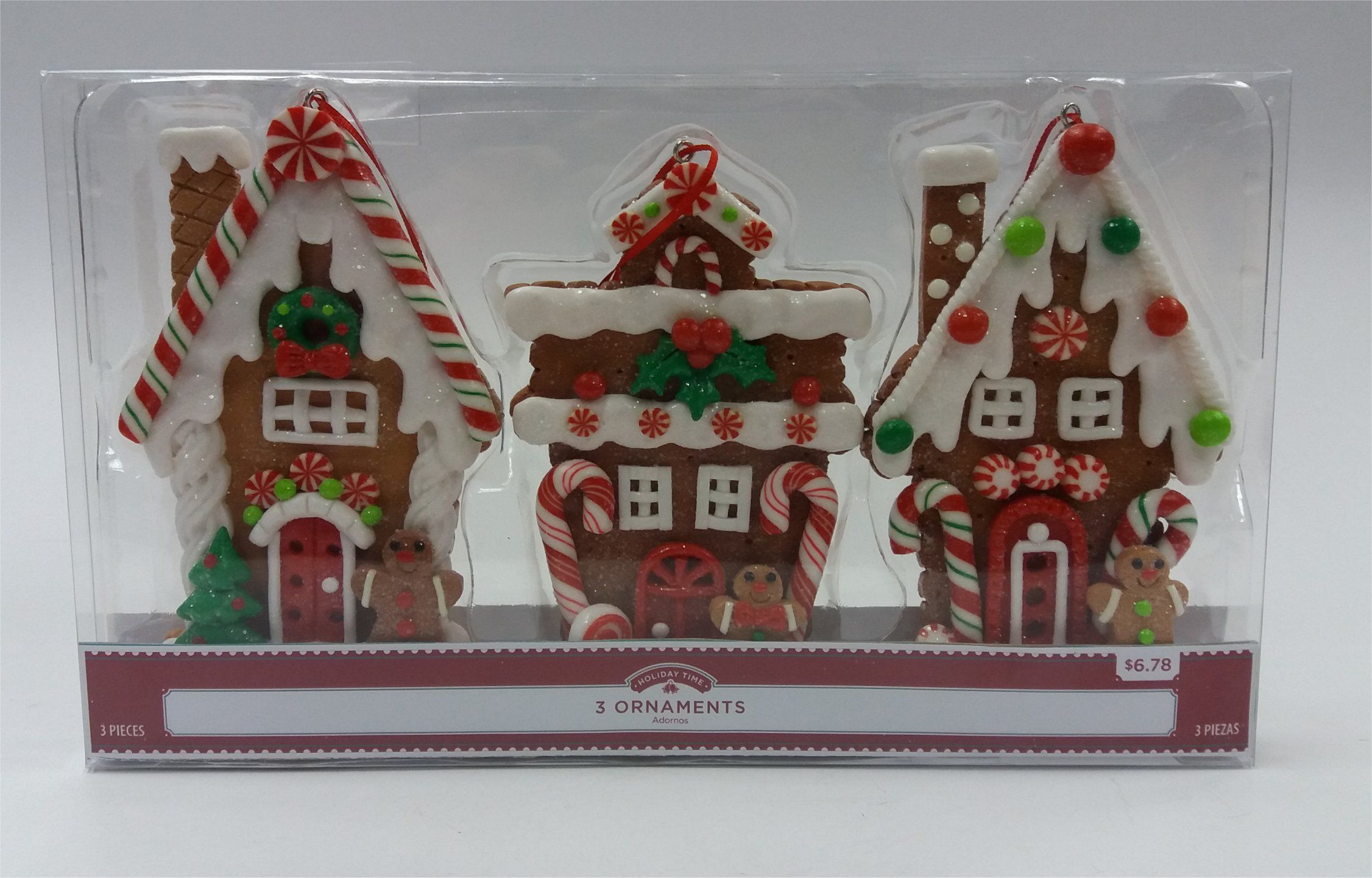 Holiday Time Multicolor Gingerbread House Christmas Ornaments, 3 Count | Walmart (US)