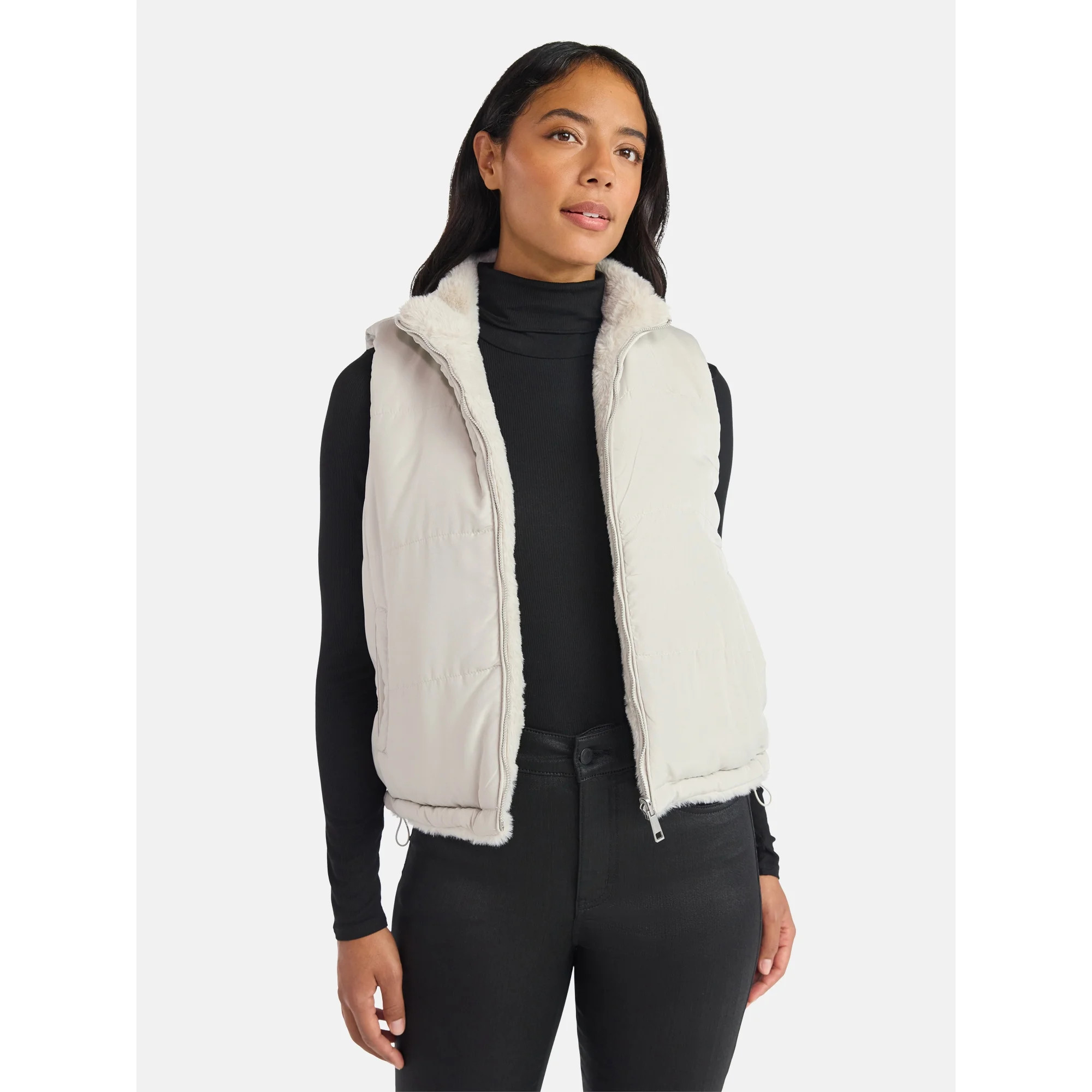 Time and Tru Women's and Women's Plus Faux Fur Reversible Vest, Sizes XS-2X | Walmart (US)