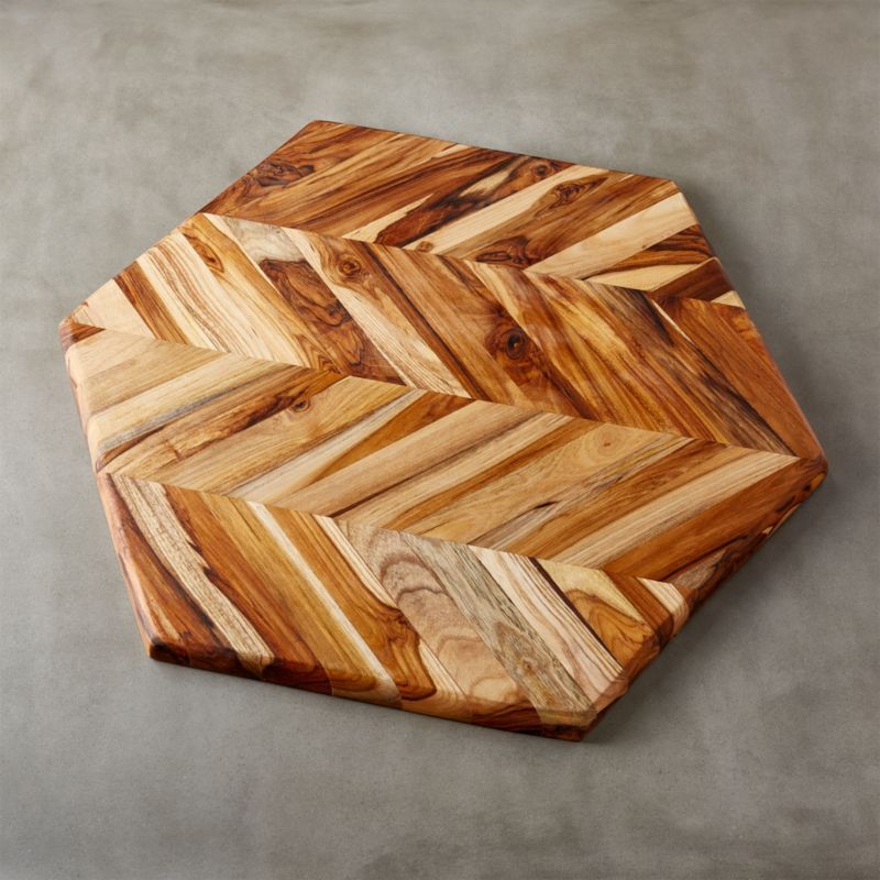 Hex Teak Wood Large Serving Board + Reviews | CB2 | CB2