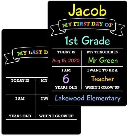 First Day of School Board, 12″x8.5″ Photo Prop Sign (Double Sided), Wet Erase, Flexible and R... | Amazon (US)