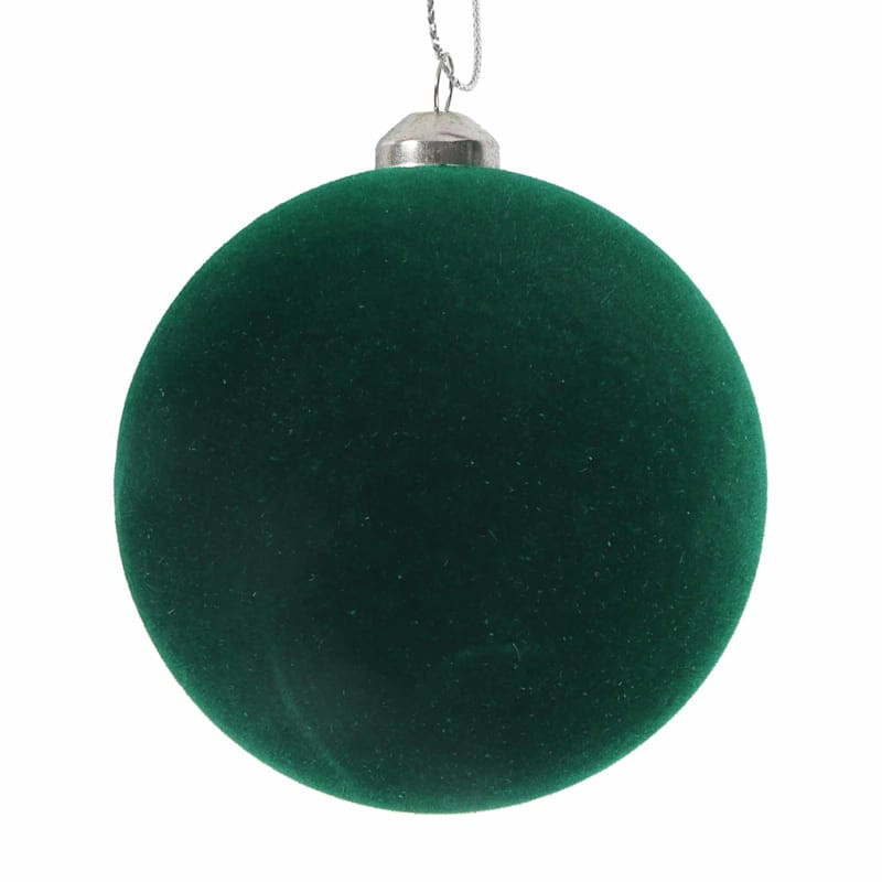Crosby St Flocked Green Ball Ornament, 3" | At Home