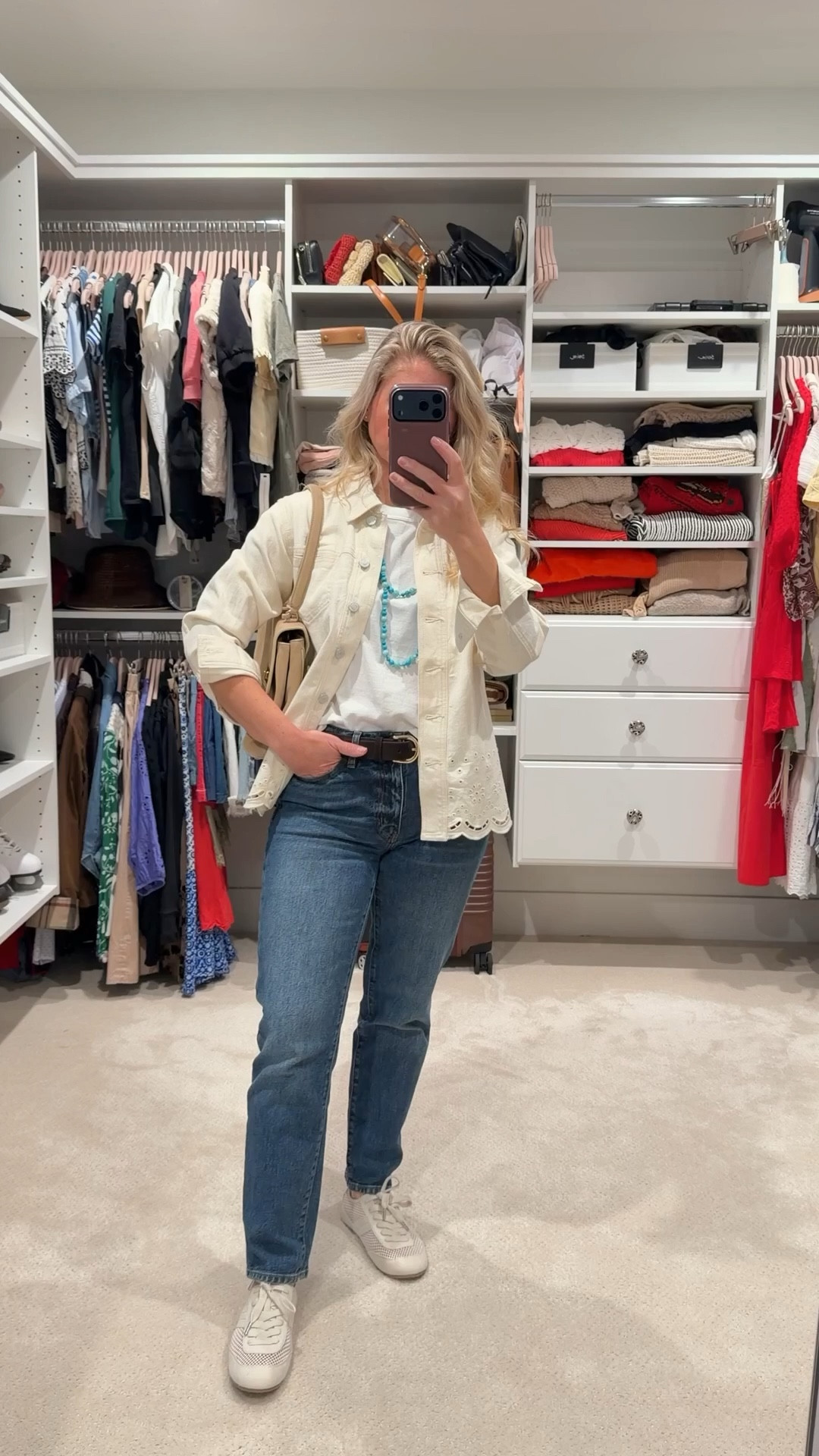 Outfit formula: neutral basics + lightweight layer + statement accessory

An easy spring casual look that still feels intentional. The denim and tee keep it relaxed, the lightweight jacket adds structure, and the statement necklace brings it all together.

Finished with neutral mesh sneakers for a clean, modern feel that’s comfortable enough for all-day wear 🌿

#LTKSeasonal #LTKootd #LTKPetite