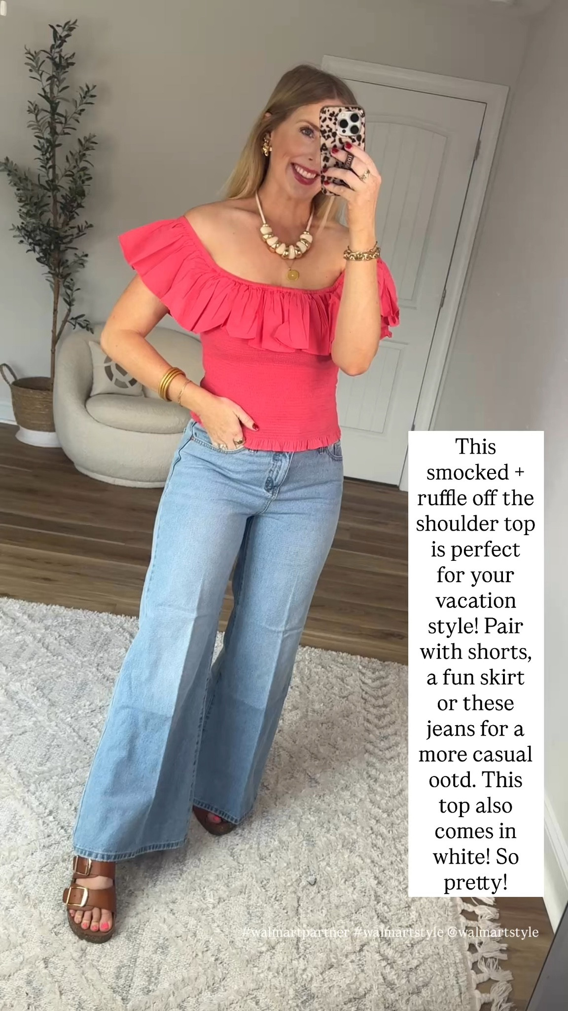 Walmart try on, Walmart outfit, ruffle off the shoulder top, scoop jeans, spring outfit 

#walmartpartner #walmartstyle @walmartstyle 

#LTKootd #LTKdayinmylife